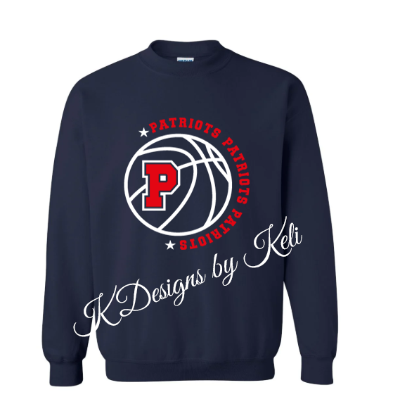 P - Seeger Patriots Basketball-Navy - T-Shirt, Long Sleeve T-shirt, Crew Neck or Hooded Sweatshirt