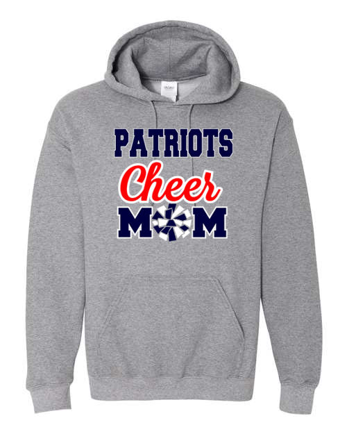 Patriots Cheer Mom - Graphite Gray - T-Shirt, Long Sleeve T-shirt, Crew Neck or Hooded Sweatshirt