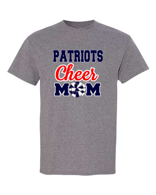 Patriots Cheer Mom - Graphite Gray - T-Shirt, Long Sleeve T-shirt, Crew Neck or Hooded Sweatshirt