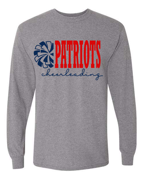 Patriots Cheerleading - Graphite Gray - T-Shirt, Long Sleeve T-shirt, Crew Neck or Hooded Sweatshirt