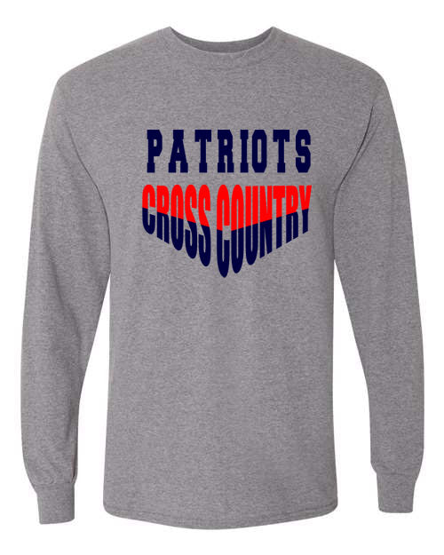 Patriots Cross Country - Graphite Gray - T-Shirt, Long Sleeve T-shirt, Crew Neck or Hooded Sweatshirt