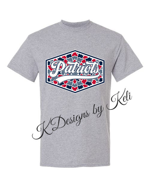 Patriots - Camo Diamond - Sport Grey - T-Shirt, Long Sleeve T-shirt, Crew Neck or Hooded Sweatshirt