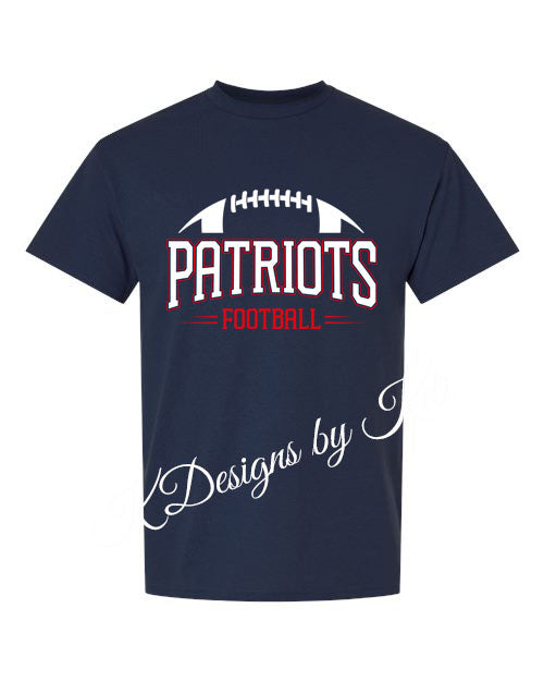 Patriot Foot Ball - Navy - T-Shirt, Long Sleeve T-shirt, Crew Neck or Hooded Sweatshirt