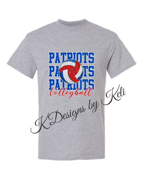 Patriots Volleyball - Sport Grey - T-Shirt, Long Sleeve T-shirt, Crew Neck or Hooded Sweatshirt
