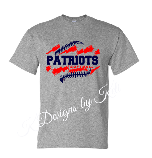 Seeger Patriots Softball - Sport Grey - T-Shirt, Long Sleeve T-shirt, Crew Neck or Hooded Sweatshirt