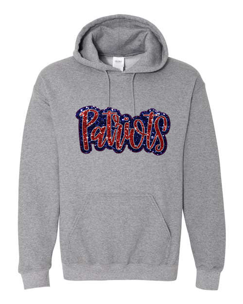 Patriots- Faux Glitter - Grey- Tshirt, Longsleeve T, Crewneck, or Hooded Sweatshirt