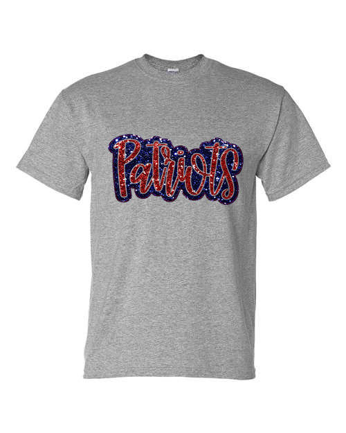Patriots- Faux Glitter - Grey- Tshirt, Longsleeve T, Crewneck, or Hooded Sweatshirt