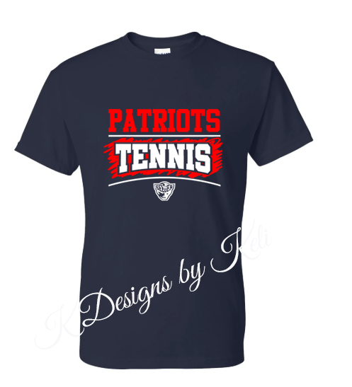 Seeger Patriots Tennis - Navy - T-Shirt, Long Sleeve T-shirt, Crew Neck or Hooded Sweatshirt