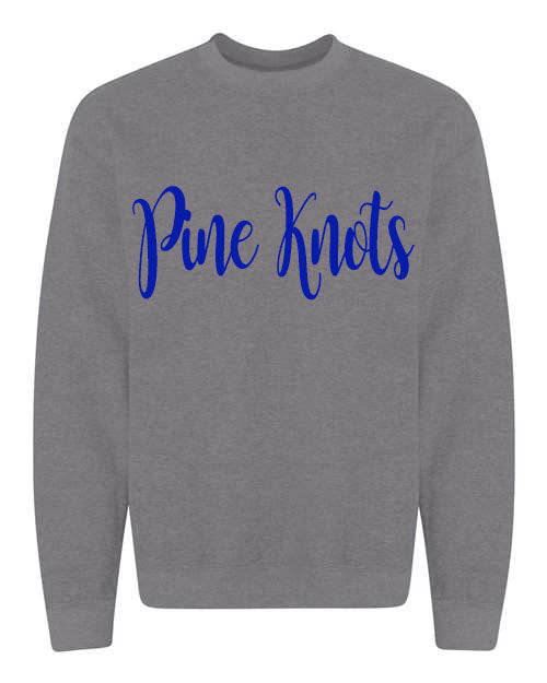 Pine Village Pine Knots - Writing is in GLITTER - Grey - T-Shirt, Long Sleeve T-shirt, Crew Neck or Hooded Sweatshirt