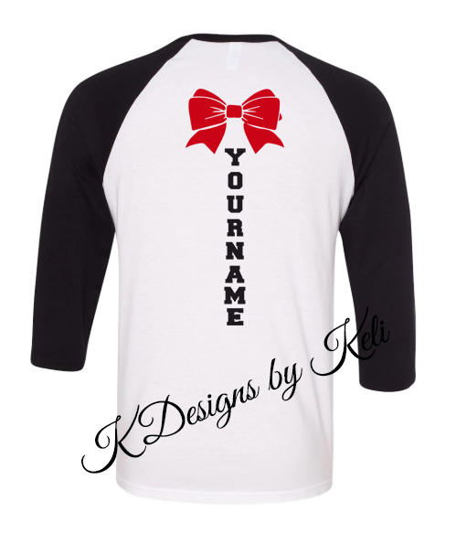 Rambler Cheer - Red and Black - Personalized T- shirt, Long sleeve T, Crewneck, or Hooded Sweatshirt, Baseball T (Copy)