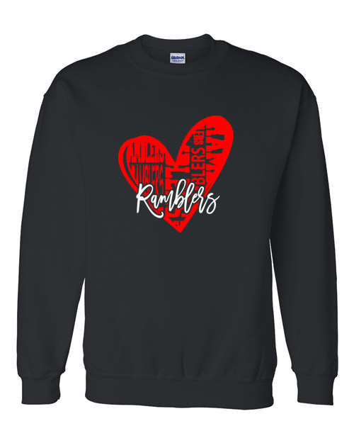 Attica Ramblers - Rambler Heart - Black -  T-Shirt, Long Sleeve T-shirt, Crew Neck or Hooded Sweatshirt