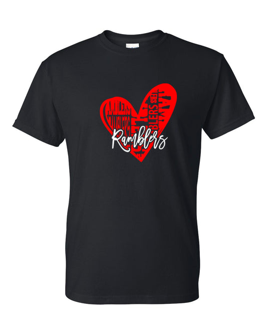 Attica Ramblers - Rambler Heart - Black -  T-Shirt, Long Sleeve T-shirt, Crew Neck or Hooded Sweatshirt