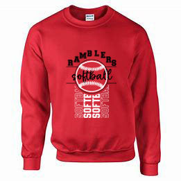 Ramblers Softball - Red - Tshirt, Longsleeve T, Crewneck, or Hooded Sweatshirt