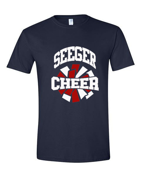 Seeger Cheer - Navy- T-Shirt, Long Sleeve T-shirt, Crew Neck or Hooded Sweatshirt