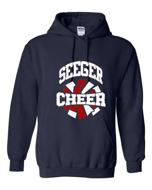 Seeger Cheer - Navy- T-Shirt, Long Sleeve T-shirt, Crew Neck or Hooded Sweatshirt