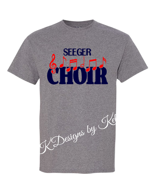 Seeger Music Boosters - Seeger Choir  2025 - Design#4 - Graphite Grey - T-Shirt, Long Sleeve T-shirt, Crew Neck, or Hooded Sweatshirt (Copy)