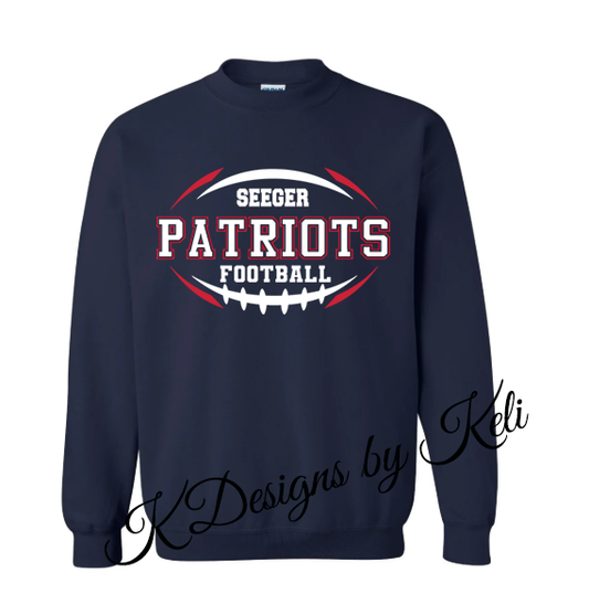 Seeger Patriot Football 25 - Navy - Crewneck Sweatshirt