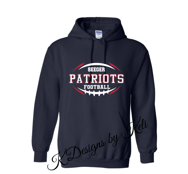 Seeger Patriot Football 25 - Navy - Hooded Sweatshirt