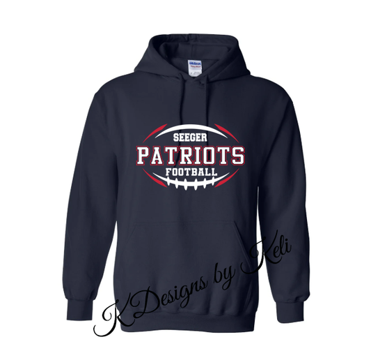 Seeger Patriot Football 25 - Navy - Hooded Sweatshirt