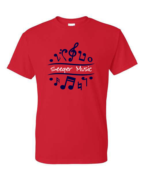 Seeger Music - Red  -  T-Shirt, Long Sleeve T-shirt, Crew Neck or Hooded Sweatshirt