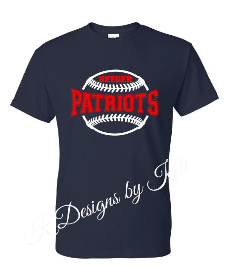 Seeger Patriots Softball and Baseball - Navy - T-Shirt, Long Sleeve T-shirt, Crew Neck or Hooded Sweatshirt