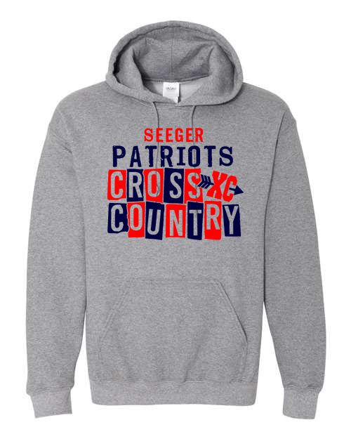 Seeger Patriots Cross Country - Graphite Gray - T-Shirt, Long Sleeve T-shirt, Crew Neck or Hooded Sweatshirt