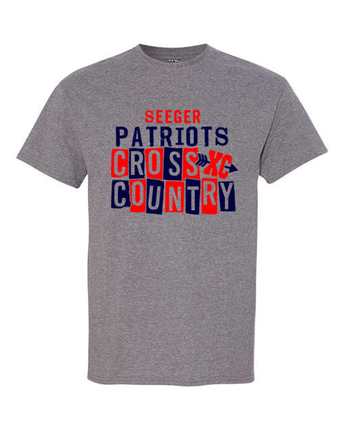 Seeger Patriots Cross Country - Graphite Gray - T-Shirt, Long Sleeve T-shirt, Crew Neck or Hooded Sweatshirt