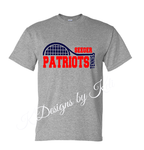 Seeger Patriots Tennis - grey - T-Shirt, Long Sleeve T-shirt, Crew Neck or Hooded Sweatshirt