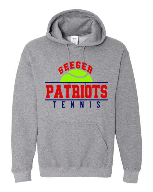 Seeger Patriots Tennis - Graphite Gray Hooded Sweatshirt