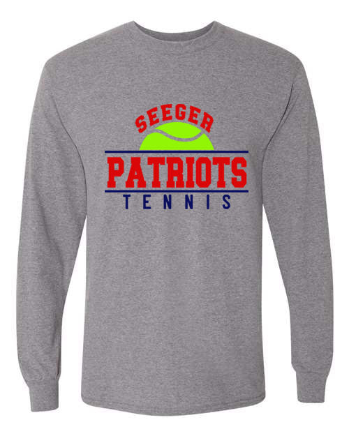 Seeger Patriots Tennis - Graphite Gray- T-Shirt, Long Sleeve T-shirt, Crew Neck or Hooded Sweatshirt