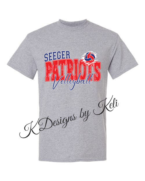 Seeger Patriot Volleyball - Sport Grey - T-Shirt, Long Sleeve T-shirt, Crew Neck or Hooded Sweatshirt