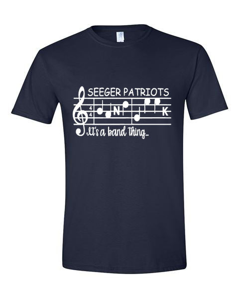 Seeger Patriots - It's a band thing - Navy -  T-Shirt, Long Sleeve T-shirt, Crew Neck or Hooded Sweatshirt