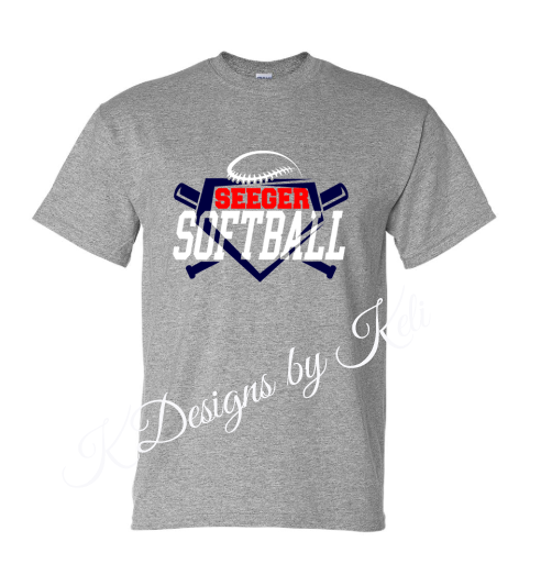 Seeger Softball - Grey - T-Shirt, Long Sleeve T-shirt, Crew Neck or Hooded Sweatshirt