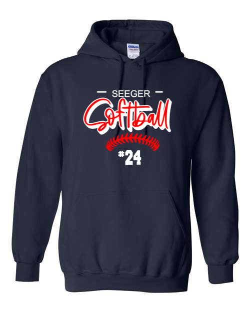 Seeger Patriots Softball W/ player # - Tshirt, Long Sleeve Tshirt, Crew Neck or Hooded Sweatshirt