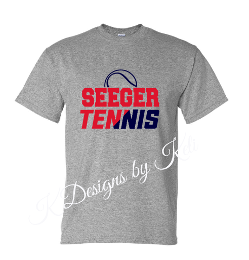 Seeger Tennis - Grey - T-Shirt, Long Sleeve T-shirt, Crew Neck or Hooded Sweatshirt