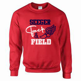 Seeger Patriots Track & Field - Red - T-Shirt, Long Sleeve T-shirt, Crew Neck or Hooded Sweatshirt