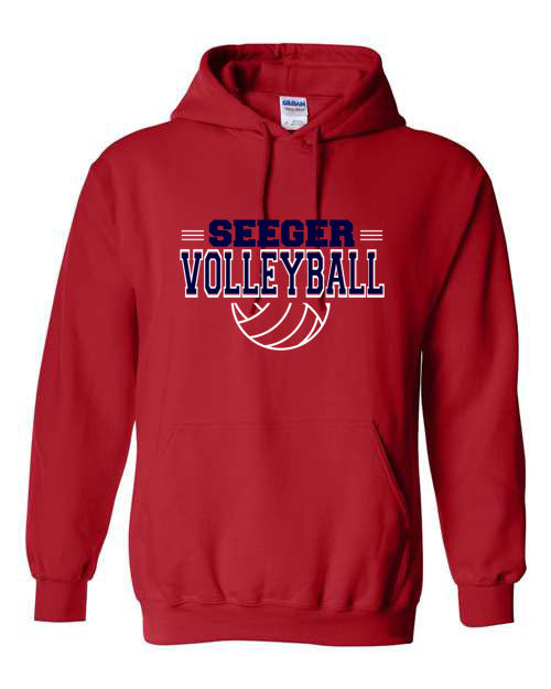 Seeger Patriot Volleyball - Red - T-Shirt, Long Sleeve T-shirt, Crew Neck or Hooded Sweatshirt