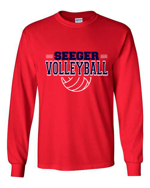 Seeger Patriot Volleyball - Red - T-Shirt, Long Sleeve T-shirt, Crew Neck or Hooded Sweatshirt