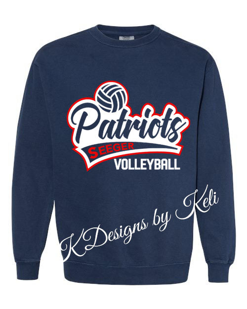 Seeger Patriots Volleyball - Navy - T-Shirt, Long Sleeve T-shirt, Crew Neck or Hooded Sweatshirt