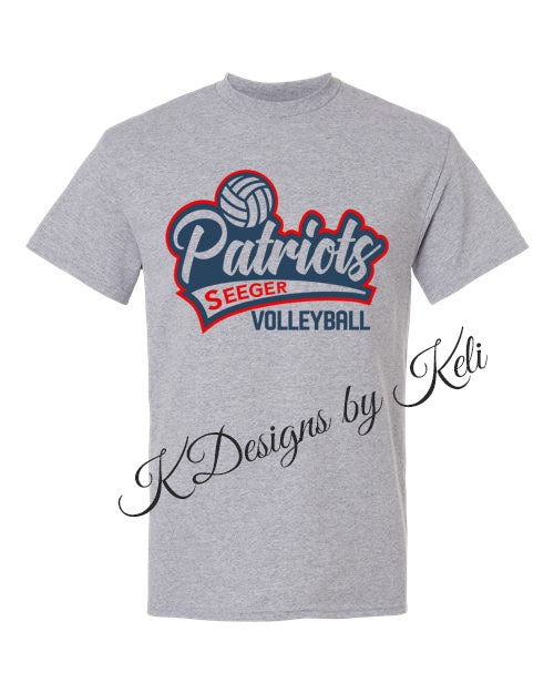Seeger Patriots Volleyball - Sport Grey - T-Shirt, Long Sleeve T-shirt, Crew Neck or Hooded Sweatshirt