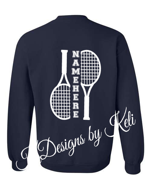 Seeger Tennis - Front and Back - Customized - Navy - Tshirt, Longsleeve T, Crewneck, or Hooded Sweatshirt - Customized