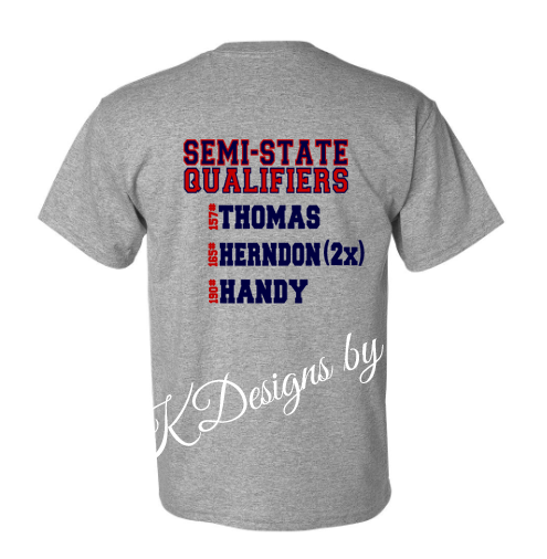 SEMI-STATE BOUND - Seeger Patriots Wrestling - Grey - T-Shirt, Long Sleeve T-shirt, Crew Neck or Hooded Sweatshirt