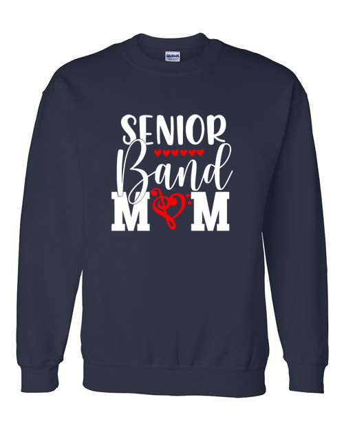 Senior Band Mom - Navy- T-Shirt, Long Sleeve T-shirt, Crew Neck or Hooded Sweatshirt