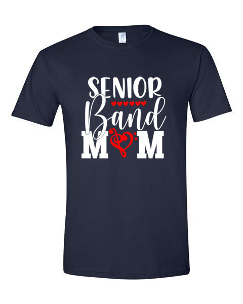 Senior Band Mom - Navy- T-Shirt, Long Sleeve T-shirt, Crew Neck or Hooded Sweatshirt