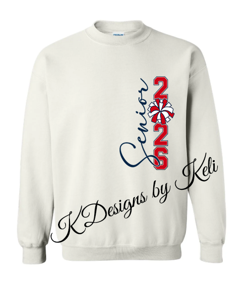 Senior Cheer - Red and Navy - T- shirt, Long sleeve T, Crewneck, or Hooded Sweatshirt, Baseball T