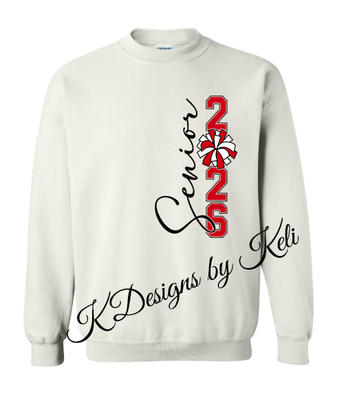Senior Cheerleader - Ramblers - White - lettering is Red and Black - Tshirt, Long sleeve T, Crewneck, or Hooded Sweatshirt