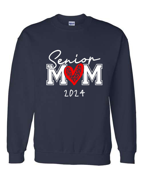 Senior Mom 2024 - Hooded Sweatshirt or Crewneck Sweatshirt - Multiple Color choices