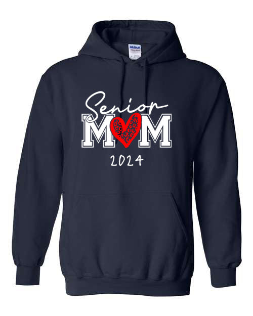 Senior Mom 2024 - Hooded Sweatshirt or Crewneck Sweatshirt - Multiple Color choices