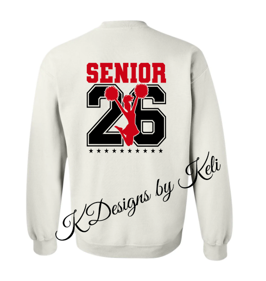 Senior Cheer - Red and Black - T- shirt, Long sleeve T, Crewneck, or Hooded Sweatshirt, Baseball T