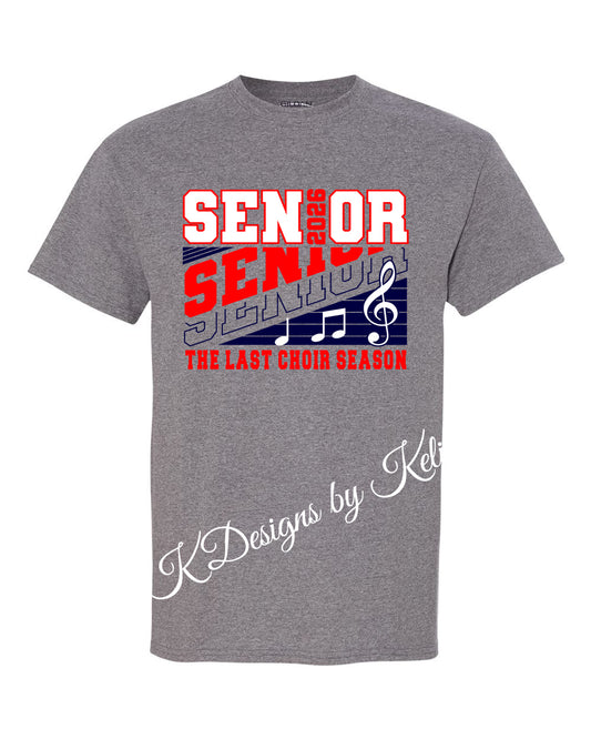 Seeger Music Boosters - Seeger Choir Senior  2025 - Design #8 - Graphite Grey - T-Shirt, Long Sleeve T-shirt, Crew Neck, or Hooded Sweatshirt